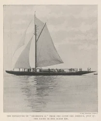 The Departure of Shamrock II from the Clyde for America, 27 July, the Yacht in her Ocean Rig