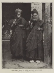 The Grand Lama of Tibet and His Attendant
