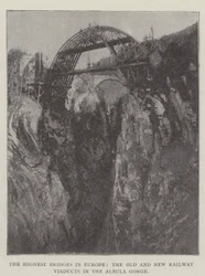 The Highest Bridges in Europe, the Old and New Railway Viaducts in the Albula Gorge