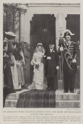 The Marriage of Mr Chauncey Depew at Nice, the Bride and Bridegroom leaving the Church