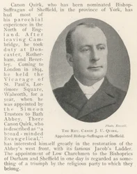 The Reverend Canon J U Quirk, Appointed Bishop-Suffragan of Sheffield