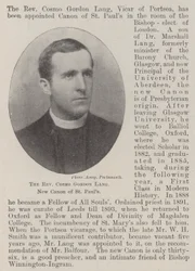 The Reverend Cosmo Gordon Lang, New Canon of St Pauls