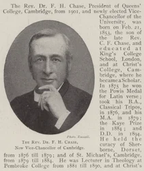 The Reverend Dr F H Chase, New Vice-Chancellor of Cambridge