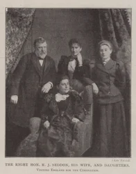 The Right Honourable R J Seddon, his Wife, and Daughters, visiting England for the Coronation