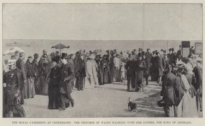 The Royal Gathering at Copenhagen, the Princess of Wales walking with her Father, the King of Denmark