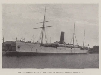 The Tantallon Castle, stranded on Robbers Island, Table Bay