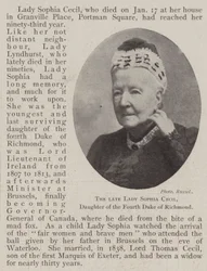 The late Lady Sophia Cecil, Daughter of the Fourth Duke of Richmond