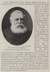 The late Lord Rookwood, Ex-Financial Secretary to the Treasury