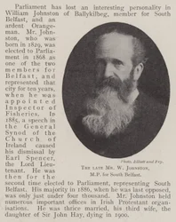 The late Mr W Johnston, MP for South Belfast
