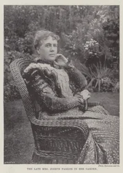 The late Mrs Joseph Parker in her Garden