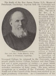 The late Reverend James Porter, DD, Master of Peterhouse, Cambridge
