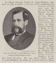 The late Sir H St John-Mildmay, Baronet, Formerly High Sheriff for Hants