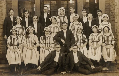 Unusual group of young men and women, early 20th century