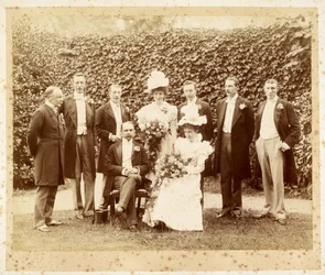 Wedding portrait of Francis Edward Younghusband and Helen Augusta Magniac, Datchet
