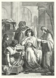 A Hebrew Bride Being Attired in Her Wedding Garments (engraving)