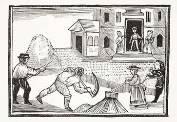 A Man mowing of Grass with a Scyth, which took all before it (illustration)