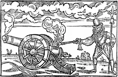 A Pikeman Lighting a Cannon
