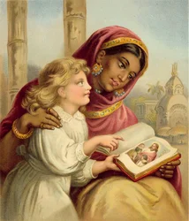 A Scripture Lesson - Indian Girl Teaching an English Child