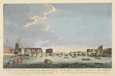 A View of London Bridge with the Ruins of the Temporary Bridge after the Fire of 11th April 1758