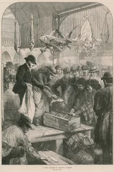 A Fish Auction in Columbia Market, London