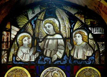 A panel in the east window depicting angels