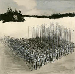 A phalanx of ancient Greek soldiers