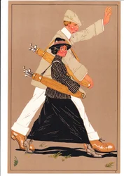A Print of Two Golfers in Comic and Humorous Postures, c.1920
