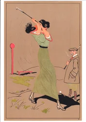 Two Golfers in Comic and Humorous Postures