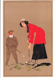 A print of two golfers in comic and humorous postures