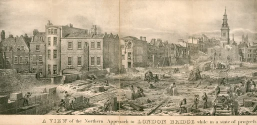 A View of the Northern Approach to London Bridge While in a State of Progress