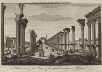 A west view of the ruins of the Great Temple in Palmira