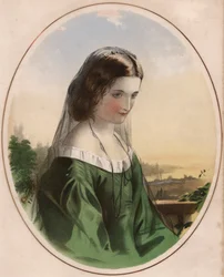 Adele - Sad-Looking Girl in Green Dress, Wearing Black Veil