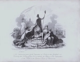 Admission Ticket to Entertainment in the Guildhall Provided by the Corporation of the City of London to Celebrate the Passing of the Great Reform Act of 1832 by the House of Commons