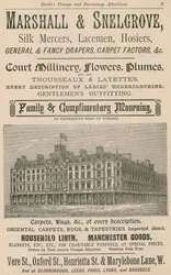 Advert for Marshall & Snelgrove, Silk Mercers, Lacemen, Hosiers