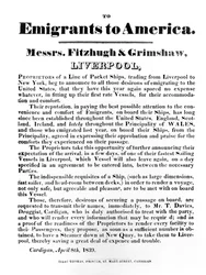 Advertisment for Packet Ships to America, 1839