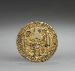 Almond-Shaped Seal: Coronation of the Virgin with a Kneeling Monk, 1300-1400