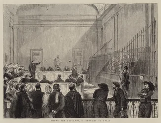 Among the Brigands, V, brought to Trial (engraving)