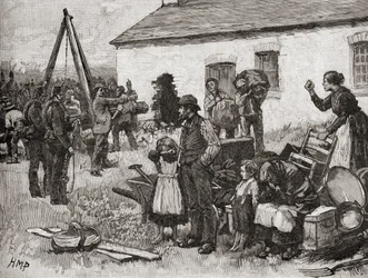 An Irish family is evicted from their home due to non payment of rent, Ireland