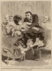 An unsophisticated countryman deceived by a Jewelled Lizard on a lady