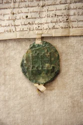 Ancient Seal with an Image of Original Castle, Made for William de Albini IV, c.1267