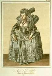 Anne of Denmark, Wife of James I, Illustration from The Complete View of the Dress and Habits of the People of England Volume II, published 1799