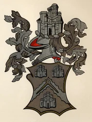 Arms granted to the Masons Company of London, 12th Edward IV, 1472-73, from The History of Freemasonry, volume II, published by Thomas C. Jack, London, 1883