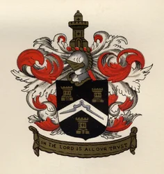 Arms of the Free Masons of the Gateshead Chapter, 1671, from The History of Freemasonry, volume II, published by Thomas C. Jack, London, 1883