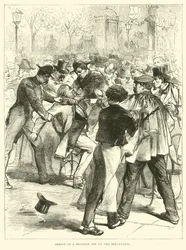 Arrest of a Prussian spy on the Boulevards