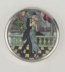 Art Deco Dancers Powder Compact, made by Stratnoid, 1920-30