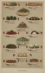 Assorted dishes of vegetables, from 