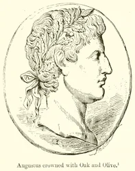 Augustus crowned with Oak and Olive