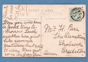 Back of Play postcard depicting a football match