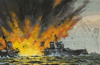 Battleship Being Sunk