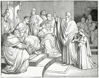 Beatrice led into the Diet for her betrothal, 1882